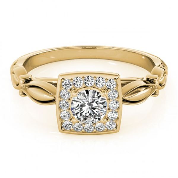 0.55 ctw Certified VS/SI Diamond Halo Ring 18k Yellow Gold - REF-66A3N