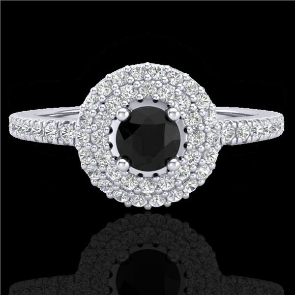 0.80 ctw Micro VS/SI Diamond Designer Ring DOUBLE 18k White Gold - REF-46G3W