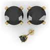 Image 2 : 4.0 ctw Black Diamond Stud Designer Earrings 18k Yellow Gold - REF-81F2M