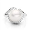 Image 1 : 0.27 ctw VS/SI Diamond & Pearl Designer Ring 18k White Gold - REF-39N3F