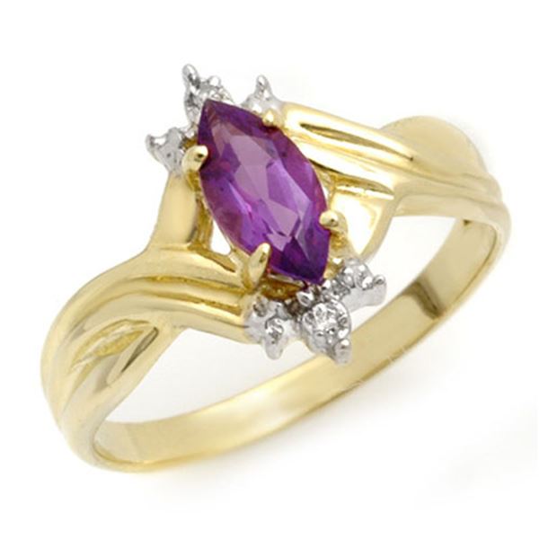 0.52 ctw Amethyst & Diamond Ring 10k Yellow Gold - REF-10A2N