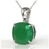 Image 1 : 6 ctw Cushion Cut Emerald Designer Solitaire Necklace 18k White Gold - REF-49K3Y