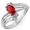 Image 1 : 0.80 ctw Red Sapphire & Diamond Ring 10k White Gold - REF-16F3M
