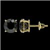 Image 2 : 2 ctw Fancy Black Diamond Solitaire Stud Earrings 10k Yellow Gold - REF-35R6K