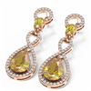 Image 3 : 7.99 ctw Canary Citrine & Diamond Earrings 18K Rose Gold - REF-169X3A