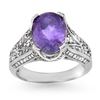 Image 1 : 4.70 ctw Tanzanite & Diamond Ring 14k White Gold - REF-154A8N
