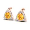 Image 1 : 3 ctw Citrine & Micro Pave VS/SI Diamond Stud Earrings 14k Rose Gold - REF-42K3Y
