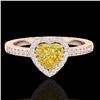 Image 1 : 1 ctw Citrine & Micro Pave Ring Heart Halo 14k Rose Gold - REF-26H2R