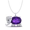 Image 2 : 8 ctw Amethyst & Micro Pave Elephant VS/SI Diamond Necklace 10k White Gold - REF-33N3F