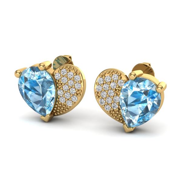 2.50 ctw Sky Blue Topaz & Micro Pave VS/SI Diamond Earrings 10k Yellow Gold - REF-22A5N