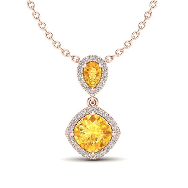 2.63 ctw Citrine & Micro VS/SI Diamond Necklace Designer 10k Rose Gold - REF-36M6G