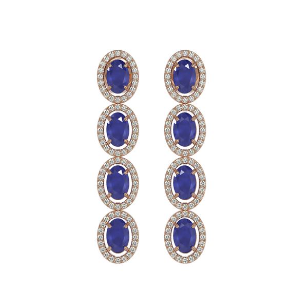 6.47 ctw Sapphire & Diamond Micro Pave Halo Earrings 10k Rose Gold - REF-143Y6X