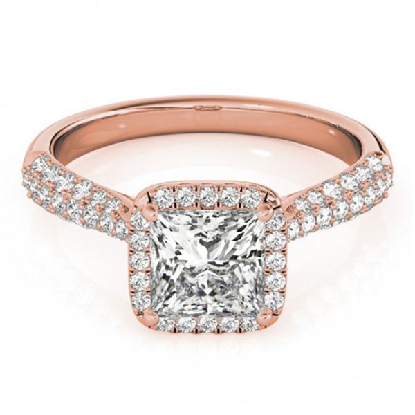 1.15 ctw Certified VS/SI Princess Diamond Halo Ring 18k Rose Gold - REF-122W8H