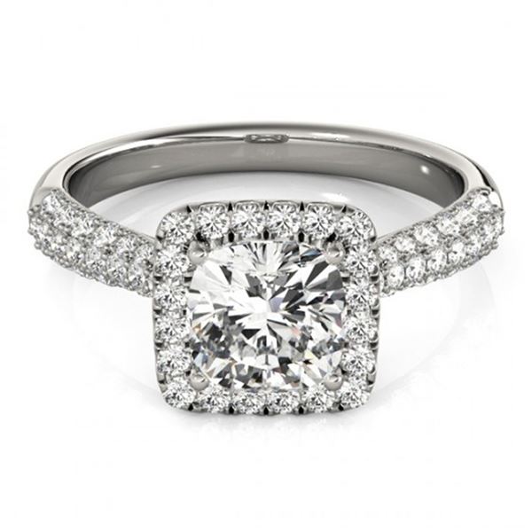 1 ctw Certified VS/SI Cushion Diamond Halo Ring 18k White Gold - REF-115G9W