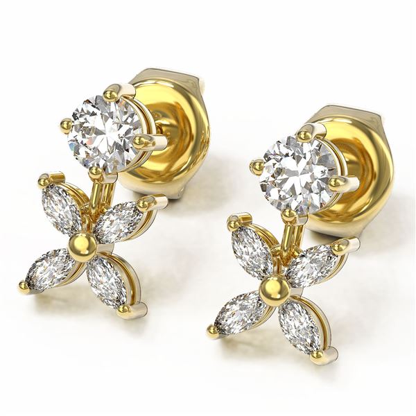 1.5 ctw Marquise Cut Diamond Designer Earrings 18K Yellow Gold - REF-197M8G