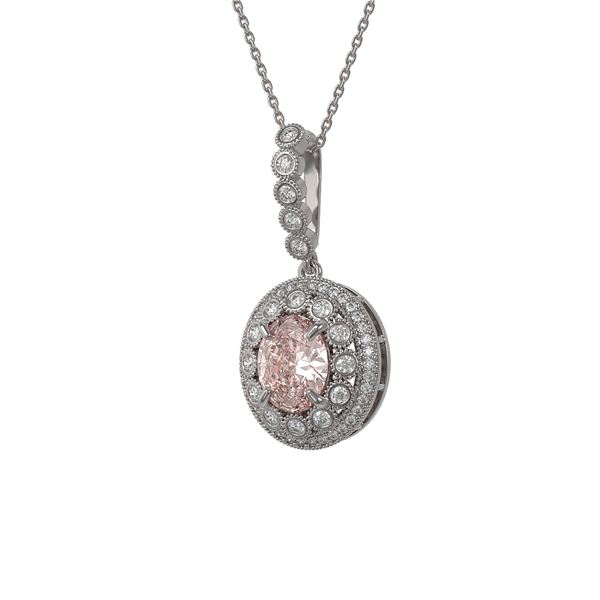 3.92 ctw Morganite & Diamond Victorian Necklace 14K White Gold - REF-167X5A