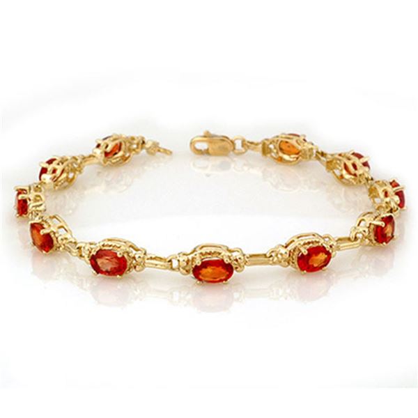 8.0 ctw Orange Sapphire Bracelet 10k Yellow Gold - REF-49X3A