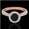 Image 1 : 1.40 ctw Certified VS Black Diamond Solitaire Halo Ring 10k Rose Gold - REF-50R5K