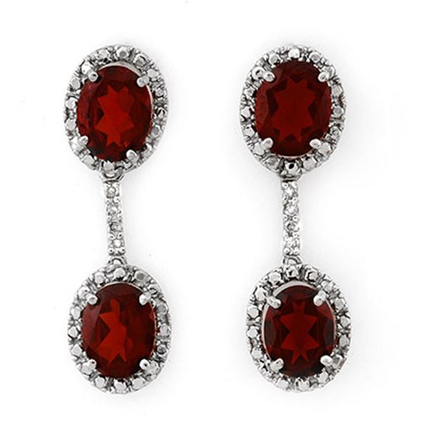 8.10 ctw Garnet & Diamond Earrings 14k White Gold - REF-34K5Y