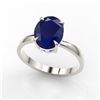 Image 2 : 3.50 ctw Sapphire Designer Solitaire Ring 18k White Gold - REF-31W4H