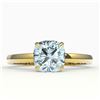 Image 1 : 1.50 ctw Cushion Cut Aquamarine Engagment Ring 18k Yellow Gold - REF-25N9F