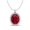 Image 1 : 2.75 ctw Ruby & Micro VS/SI Diamond Certified Necklace 18k White Gold - REF-46F5M
