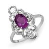 Image 1 : 0.80 ctw Amethyst & Diamond Ring 18k White Gold - REF-24K8Y