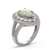 Image 2 : 4.19 ctw Certified Opal & Diamond Victorian Ring 14K White Gold - REF-148K2Y
