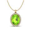 Image 1 : 2.75 ctw Peridot & Micro VS/SI Diamond Halo Necklace 18k Yellow Gold - REF-39K9Y