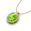 Image 2 : 2.75 ctw Peridot & Micro VS/SI Diamond Halo Necklace 18k Yellow Gold - REF-39K9Y