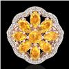 Image 2 : 3 ctw Citrine & VS/SI Diamond Cluster Designer Ring 10k Rose Gold - REF-49R3K