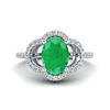 Image 1 : 2 ctw Emerald & Micro Pave VS/SI Diamond Certified Ring 10k White Gold - REF-34H3R