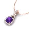 Image 1 : 3.50 ctw Amethyst & Micro VS/SI Diamond Necklace 14k Rose Gold - REF-40X9A