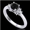 Image 1 : 0.75 ctw Fancy Black Diamond Engagment Ring 18k White Gold - REF-55K2Y