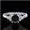 Image 2 : 0.75 ctw Fancy Black Diamond Engagment Ring 18k White Gold - REF-55K2Y