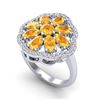 Image 1 : 3 ctw Citrine & VS/SI Diamond Cluster Designer Ring 10k White Gold - REF-49Y3X