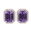 Image 1 : 9.40 ctw Amethyst & Micro Pave VS/SI Diamond Earrings 14k Rose Gold - REF-55M2G