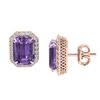 Image 2 : 9.40 ctw Amethyst & Micro Pave VS/SI Diamond Earrings 14k Rose Gold - REF-55M2G