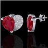 Image 2 : 2.50 ctw Ruby & Micro Pave VS/SI Diamond Certified Earrings 10k White Gold - REF-25Y4X