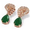 Image 3 : 7.73 ctw Emerald & Diamond Earrings 18K Rose Gold - REF-178G2W