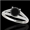 Image 1 : 1.25 ctw Certified VS Black Diamond Solitaire Ring 10k White Gold - REF-47A8N