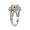 Image 3 : 3.75 ctw Canary Citrine & Diamond Victorian Ring 14K White Gold - REF-129H3R