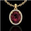Image 2 : 2.50 ctw Garnet & Micro Pave VS/SI Diamond Necklace 18k Yellow Gold - REF-33Y8X