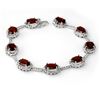 Image 1 : 16.33 ctw Garnet & Diamond Bracelet 14k White Gold - REF-136G8W