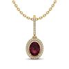 2 ctw Garnet & Micro Pave VS/SI Diamond Necklace Halo 18k Yellow Gold - REF-45M3G