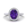 1.75 ctw Amethyst & Micro VS/SI Diamond Ring Halo 18k White Gold - REF-32R8K