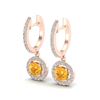 1.75 ctw Citrine & Micro Pave VS/SI Diamond Earrings 14k Rose Gold - REF-56F2M