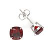 Image 2 : 3 ctw Cushion Cut Garnet Designer Stud Earrings 18k White Gold - REF-17Y8X