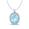 2.75 ctw Aquamarine & Micro VS/SI Diamond Halo Necklace 18k White Gold - REF-45A2N