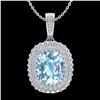3 ctw Blue Topaz & Micro Pave VS/SI Diamond Necklace 10k White Gold - REF-50M8G